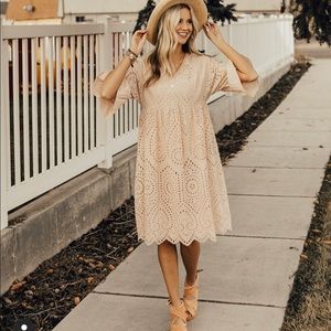 Roolee eyelet midi dress. NWT